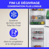 Réfrigérateur congélateur bas CONTINENTAL EDISON - 251L -Total No Frost(Sans givre) - Noir - L 55 cm x H 180 cm
