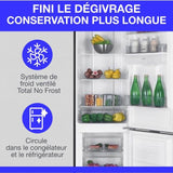 Réfrigérateur congélateur bas  251L - CONTINENTAL EDISON - Total No Frost - Inox - Classe D - L 54 cm x H 180 cm