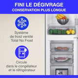 Réfrigérateur congélateur bas CONTINENTAL EDISON - 251L -Total No Frost(Sans givre) - Inox - L 54 cm x H 180 cm