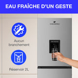 Réfrigérateur congélateur bas CONTINENTAL EDISON - 251L -Total No Frost(Sans givre) - Inox - L 55 cm x H 180 cm