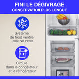 Réfrigérateur congélateur bas CONTINENTAL EDISON - 251L -Total No Frost(Sans givre) - Inox - L 55 cm x H 180 cm