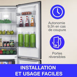 Réfrigérateur congélateur bas CONTINENTAL EDISON CEFC251NFS - Sans givre (congélateur et réfrigérateur) - 253L - Classe E - Inox
