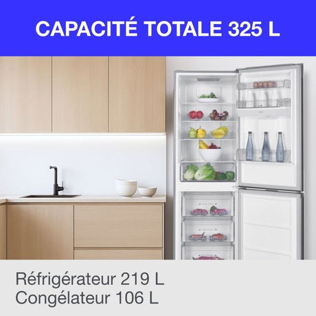 Réfrigérateur congélateur bas - CONTINENTAL EDISON - 325L - Total No Frost - distributeur d'eau- Inox - Classe D