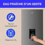 Réfrigérateur congélateur bas - CONTINENTAL EDISON - 325L - Total No Frost - distributeur d'eau- Inox - Classe D
