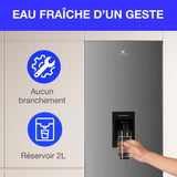 Réfrigérateur congélateur bas - CONTINENTAL EDISON - 325L - Total No Frost (Sans givre)- distributeur d'eau- Inox