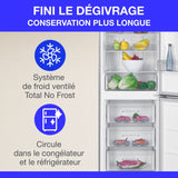 Réfrigérateur congélateur bas - CONTINENTAL EDISON - 325L - Total No Frost (Sans givre)- distributeur d'eau- Inox