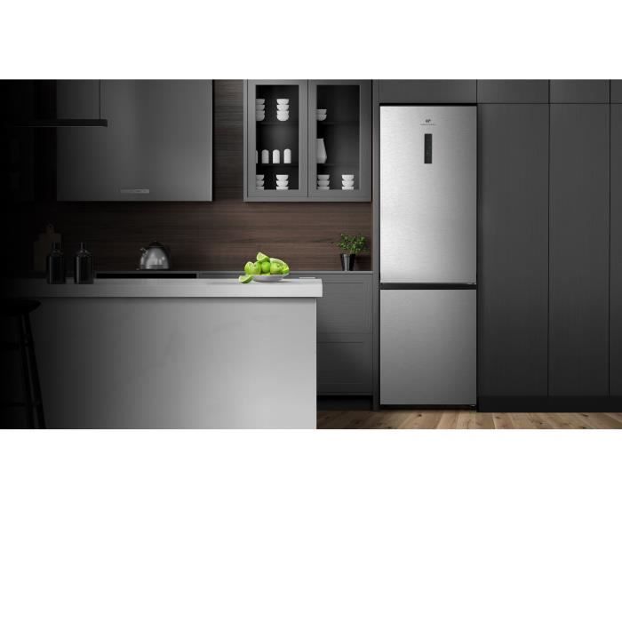 Réfrigérateur congélateur bas - CONTINENTAL EDISON - CEFC336NFIX1 - 336L - Total No Frost - Classe D - L59,5 x H200,4 cm - Silver
