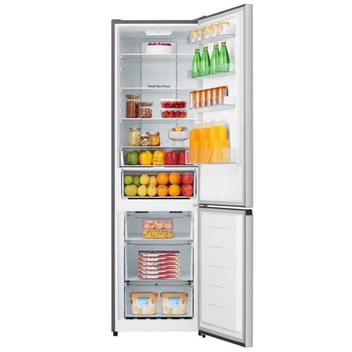 Réfrigérateur congélateur bas - CONTINENTAL EDISON - CEFC336NFIX1 - 336L - Total No Frost - Classe D - L59,5 x H200,4 cm - Silver
