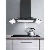 Hotte décorative - CONTINENTAL EDISON - CEH60GB2 - Classe A - 60 x 47 x 50,84 cm - Noir / Verre