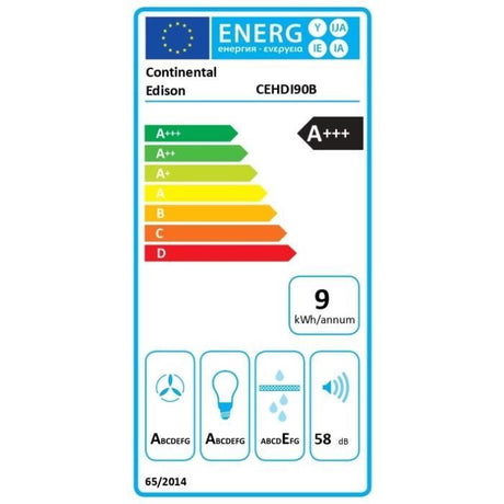 Hotte décorative inclinée - CONTINENTAL EDISON - CEHDI90B - A +++ - L90 cm - Noir
