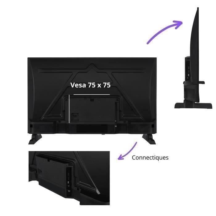 TV LED - CONTINENTAL EDISON - CELED32HD25B3 - HD 32 (80 cm) - 2xHDMI, 1xUSB - Noir