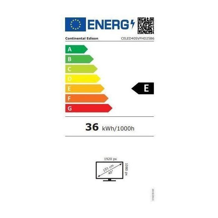 TV LED - CONTINENTAL EDISON - CELED40SVFHD25B6 - FHD 40“ (101 cm) - SMART VIDAA - 3xHDMI, 2xUSB - Noir