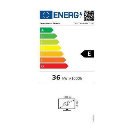 TV LED - CONTINENTAL EDISON - CELED40SVFHD25B6 - FHD 40“ (101 cm) - SMART VIDAA - 3xHDMI, 2xUSB - Noir