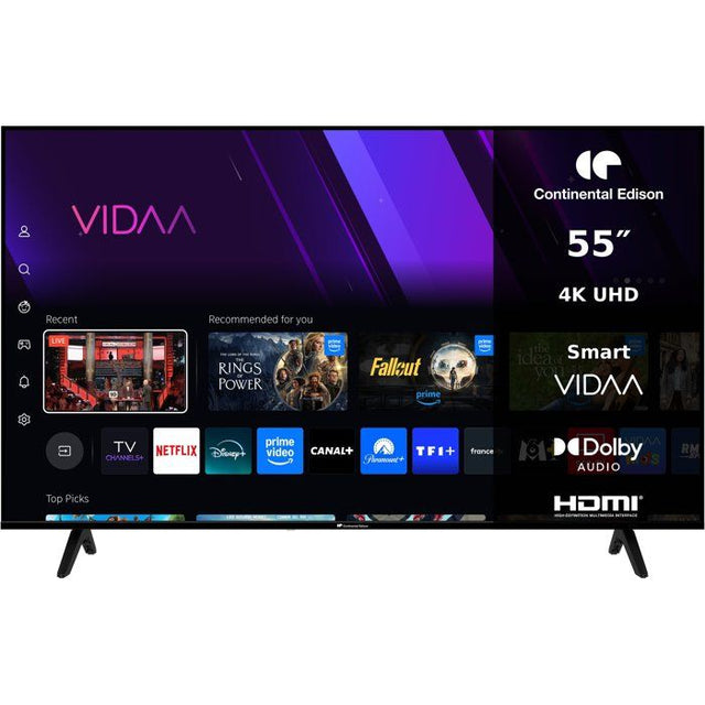 TV LED UHD - CONTINENTAL EDISON - 55“ (139 cm) - 3xHDMI - 2xUSB - Noir - CELED55SV2UD25B6