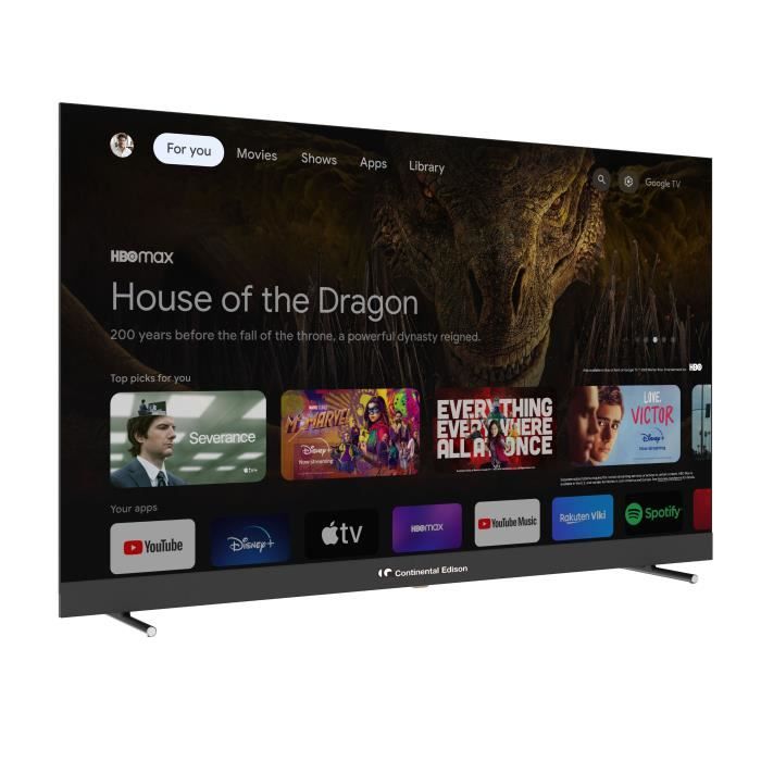 CONTINENTAL EDISON - CELEDGAM55QV24B6 - TV 4K UHD QLED Gaming 144Hz - 55'' (139 cm) - Smart Google - Wifi Bluetooth - 4xHDMI 3xUSB