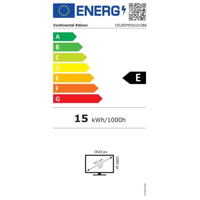 Ecran PC - CONTINENTAL EDISON - CELEDMON22V2B6 - 22 FHD - Dalle VA - 14 ms - 75 Hz - HDMI / VGA