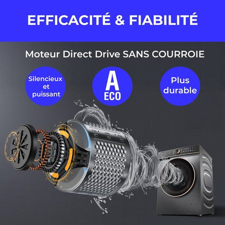 Lave-linge hublot - CONTINENTAL EDISON - CELL1012DDS1 - 10kg - MOTEUR INDUCTION DIRECTE SANS COURROIE -60 cm - 1200 trs/min - Silver