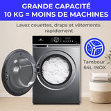Lave-linge hublot - CONTINENTAL EDISON - CELL1012DDS1 - 10kg - MOTEUR INDUCTION DIRECTE SANS COURROIE -60 cm - 1200 trs/min - Silver