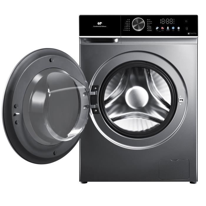 Lave-linge hublot - CONTINENTAL EDISON - CELL1012DDS1 - 10kg - MOTEUR INDUCTION DIRECTE SANS COURROIE -60 cm - 1200 trs/min - Silver