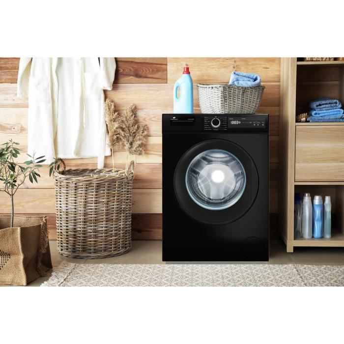 Lave-linge hublot  CONTINENTAL EDISON CELL10140IBT - 10kg - Largeur 59,6 cm - Classe A - 1400 trs - moteur induction - noir mat