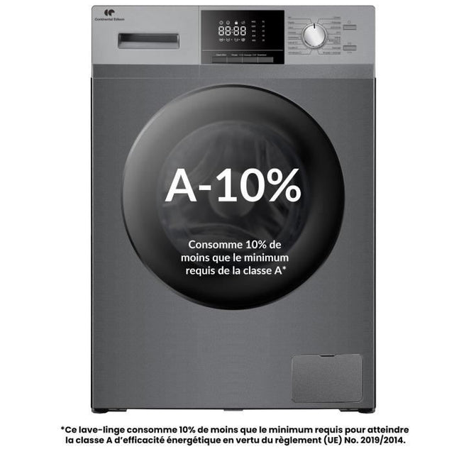 Lave-linge hublot - CONTINENTAL EDISON - CELL10140S3 - 10kg - Moteur induction - 60 cm - 1400 trs/min - Silver