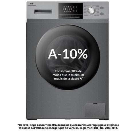 Lave-linge hublot - CONTINENTAL EDISON - CELL10140S3 - 10kg - Moteur induction - 60 cm - 1400 trs/min - Silver