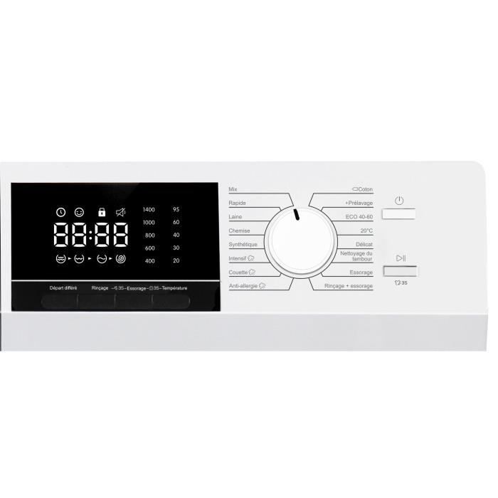 Lave-linge hublot - CONTINENTAL EDISON - CELL10140W3 - 10kg - Moteur induction - 60 cm - 1400 trs/min - Blanc