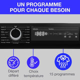 Lave-linge hublot CONTINENTAL EDISON CELL12140IBT - 12 kg - Largeur 59,6 cm - Classe A - 1400 trs/min - moteur induction - noir mat