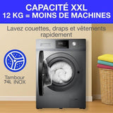 Lave-linge hublot - CONTINENTAL EDISON - CELL12140ISP - 12kg - Induction - 60 cm - 1400 trs/min - Silver