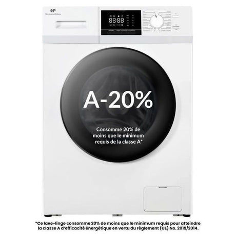 Lave-linge hublot - CONTINENTAL EDISON - CELL12140IWP - 12kg - Induction - 60 cm - 1400 trs/min - Blanc