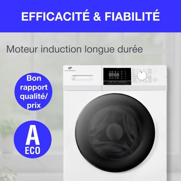 Lave-linge hublot - CONTINENTAL EDISON - CELL12140IWP - 12kg - Induction - 60 cm - 1400 trs/min - Blanc