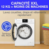 Lave-linge hublot - CONTINENTAL EDISON - CELL12140IWP - 12kg - Induction - 60 cm - 1400 trs/min - Blanc