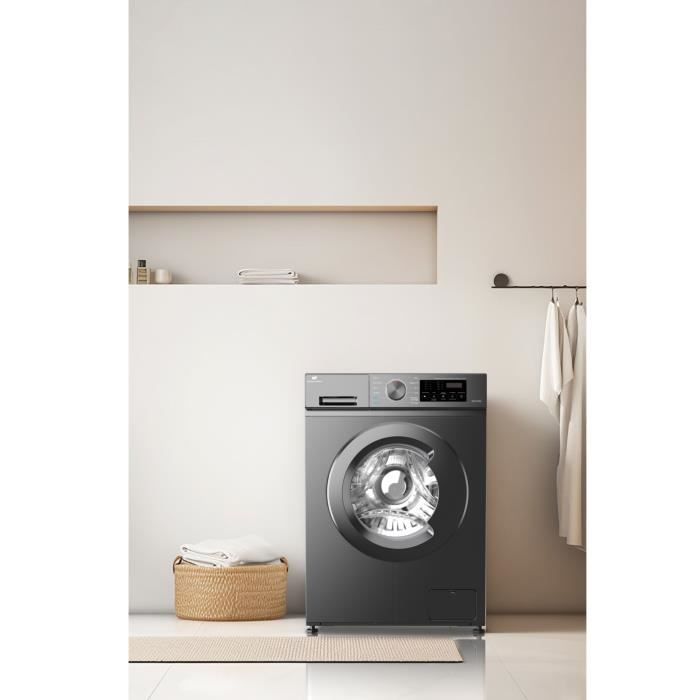 Lave-linge hublot - CONTINENTAL EDISON - CELL712IS3 - 7 kg - Induction - 60 cm - 1200 trs/min - Silver