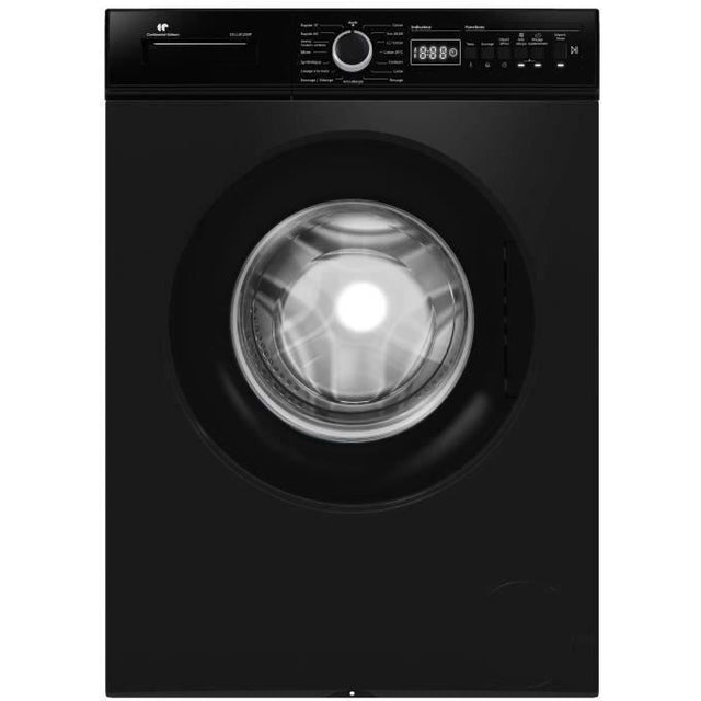 Lave-linge hublot - Pose libre - CONTINENTAL EDISON - CELL812IBP - 8 kg - Induction - 60 cm - 1200 trs/min - Noir mat