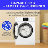 Lave-linge hublot - CONTINENTAL EDISON - CELL8140IW1 - 8kg - Moteur induction - 60 cm - 1400 trs/min - Blanc