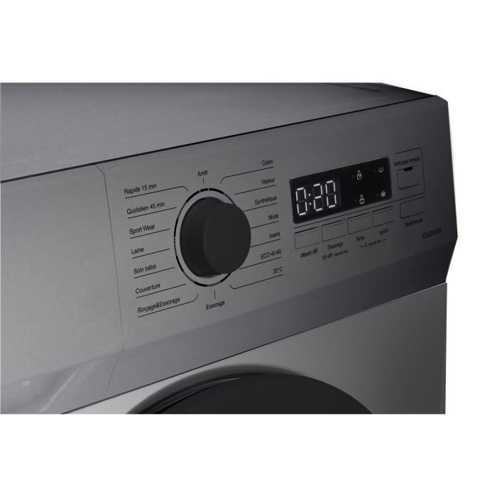 Lave-linge hublot CONTINENTAL EDISON CELL914ISS - 9 kg - Largeur 59,5 cm - Classe A -  1400 trs - moteur induction -Silver