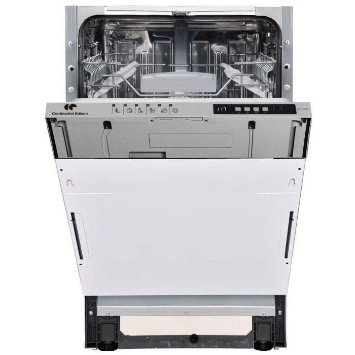 Lave-vaisselle encastrable CONTINENTAL EDISON CELV1045FI-10 couverts - Largeur44,8cm - Classe D - 45 dB - Blanc
