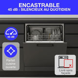 Lave-vaisselle encastrable CONTINENTAL EDISON CELV1045FI-10 couverts - Largeur44,8cm - Classe D - 45 dB - Blanc