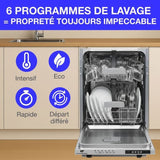 Lave-vaisselle encastrable CONTINENTAL EDISON CELV1045FI-10 couverts - Largeur44,8cm - Classe D - 45 dB - Blanc