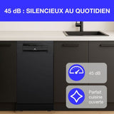 Lave-vaisselle pose libre - CONTINENTAL EDISON - CELV1145B - 11 couverts - 45 cm - 45 dB  - Noir
