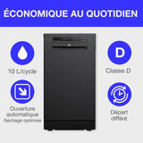 Lave-vaisselle pose libre - CONTINENTAL EDISON - CELV1145B - 11 couverts - 45 cm - 45 dB  - Noir