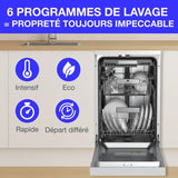 Lave-vaisselle pose libre - CONTINENTAL EDISON - CELV1145W - 11 couverts - 45 cm - 45 dB - Blanc