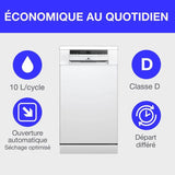 Lave-vaisselle pose libre - CONTINENTAL EDISON - CELV1145W - 11 couverts - 45 cm - 45 dB - Blanc