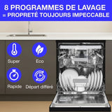 Lave-vaisselle pose libre CONTINENTAL EDISON - 15 couverts - Largeur 59,8 cm - Classe D - moteur induction - 39 dB - Noir