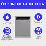 Lave-vaisselle pose libre CONTINENTAL EDISON - 15 couverts - Largeur 59,8 cm - Classe D - moteur induction - 39 dB - Silver