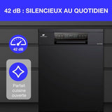 Lave-vaisselle pose-libre - CONTINENTAL EDISON - CELV1544IBP - 15 couverts - Inverter - 60 cm - 42 dB - Gris anthracite