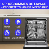 Lave-vaisselle pose-libre - CONTINENTAL EDISON - CELV1544IBP - 15 couverts - Inverter - 60 cm - 42 dB - Gris anthracite