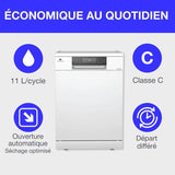 Lave-vaisselle pose-libre - CONTINENTAL EDISON - CELV1544IWP - 15 couverts - Inverter - 60 cm - 42 dB - Blanc