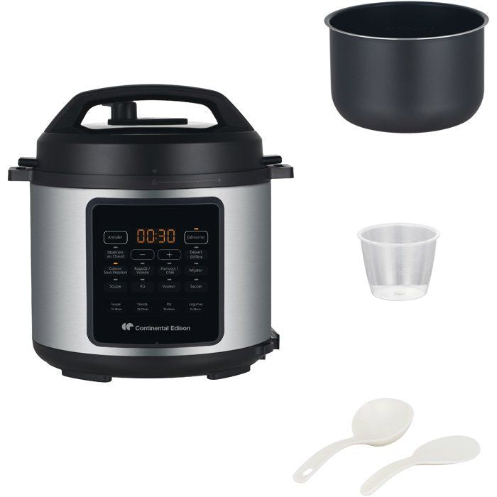 Multicuiseur Autocuisuer sous pression -  CONTINENTAL EDISON - CEMCSP10006L - 6 L - 1000 W - Noir et inox