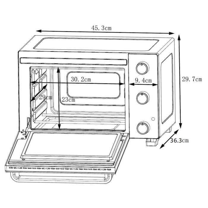 CONTINENTAL EDISON CEMF22B - Minifour Èlectrique 22L noir - 1300W - Rotissoire, Convection naturelle